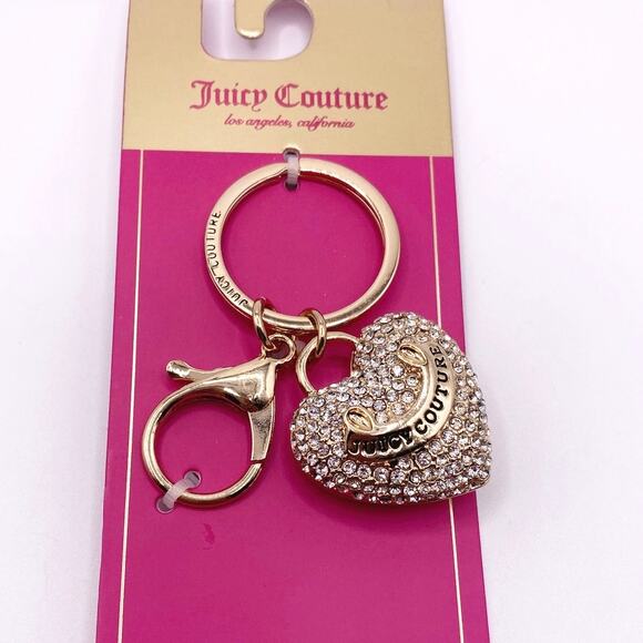 Juicy Couture Puffy Hearts with Rhinestones Bag-key Chain Charm New in Package - Picture 1 of 4